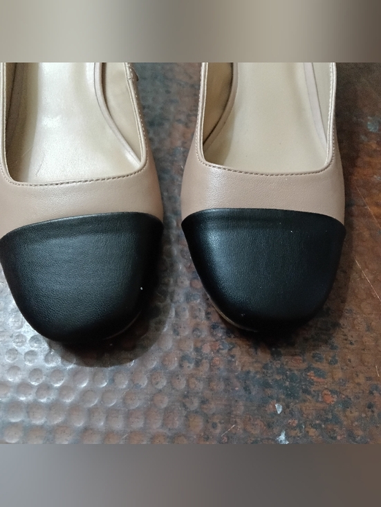 Steve Madden Sz. 8.5 Tan Colorblock Eli Ankle-Strap Two-Piece Block-Heel Pumps - Picture 7 of 16